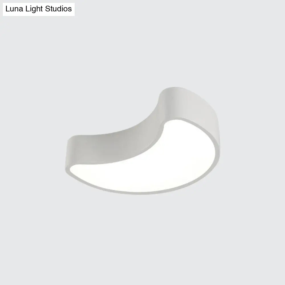 Semi-Moon Led Acrylic Flush Mount Ceiling Fixture For Kids’ Leisure Area - White/Red/Yellow Lighting