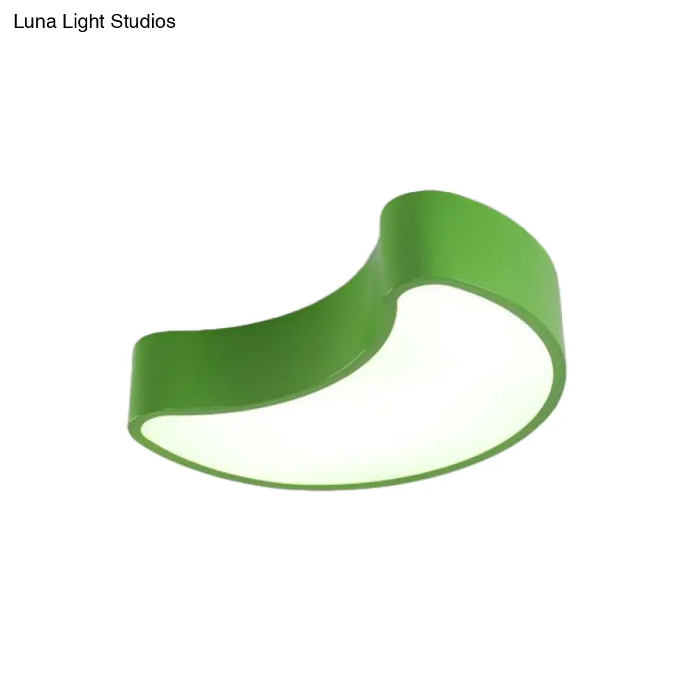 Semi-Moon Led Acrylic Flush Mount Ceiling Fixture For Kids’ Leisure Area - White/Red/Yellow Lighting