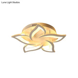 Semi Mount Floral Office Ceiling Flush Light With Acrylic Shade Modernist Design (5/10/14 Bulbs) In