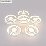 Semi Mount Led Acrylic Flush Ceiling Lamp: White Flower Design Warm/White/Natural Light