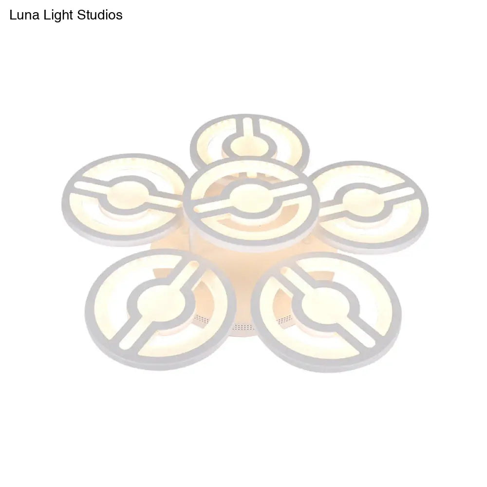 Semi Mount Led Acrylic Flush Ceiling Lamp: White Flower Design Warm/White/Natural Light