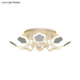 Semi - Mount Petal - Shaped Acrylic Led Ceiling Lamp With Crystal Draping - Black/White 23’/27’