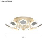 Semi - Mount Petal - Shaped Acrylic Led Ceiling Lamp With Crystal Draping - Black/White 23’/27’