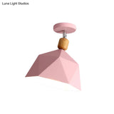 Shade Faceted Dome Ceiling Light Fixture - Macaron Metal Semi - Flush Mount For Apartments