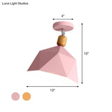 Shade Faceted Dome Ceiling Light Fixture - Macaron Metal Semi - Flush Mount For Apartments