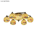 Shell Globe Semi Flush Ceiling Light - Mediterranean Style White/Colorful Lighting Fixture For