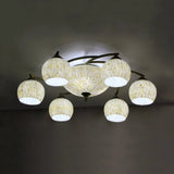 Shell Globe Semi Flush Ceiling Light - Mediterranean Style White/Colorful Lighting Fixture For