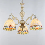 Shell White Chandelier: Mediterranean Suspension Lighting For Living Room 3 / Down