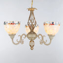 Shell White Chandelier: Mediterranean Suspension Lighting For Living Room 3 / Up