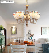Shell White Chandelier: Mediterranean Suspension Lighting For Living Room