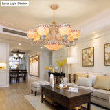 Shell White Chandelier: Mediterranean Suspension Lighting For Living Room