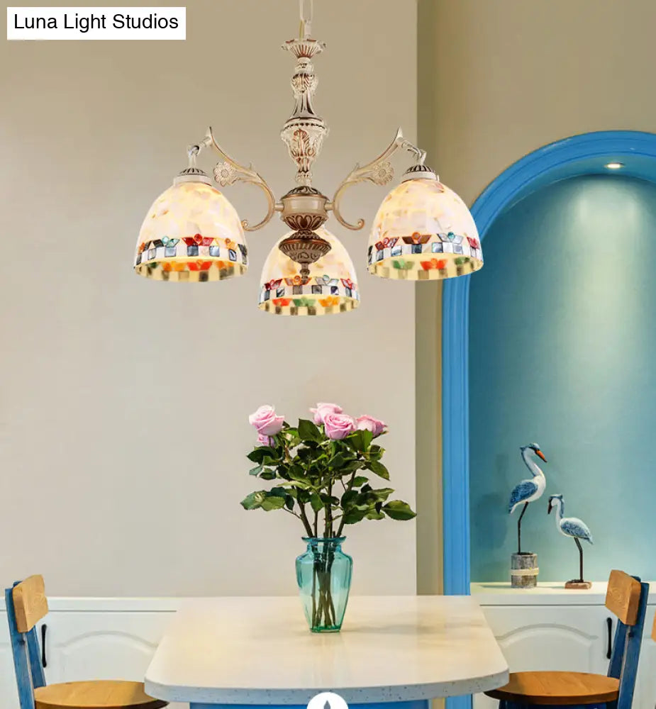 Shell White Chandelier: Mediterranean Suspension Lighting For Living Room