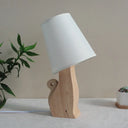 Sheratan - Cartoon Fabric Barrel Nightstand Light 1 Bulb White Night Table Lamp With Dinosaur/Cat