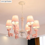 Sika Deer Cartoon Resin Chandelier With Fabric Shade - Hanging Ceiling Light