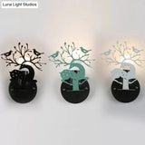 Sika Deer Wall Light With Bird Metal Accent - Ideal For Restaurant Or Cafe Kids Favorite!