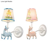Sika Deer Wall Sconce Light For Child Bedroom And Hallway - Fabric Resin Construction