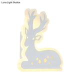 Sika Deer Wall Sconce Light For Corridor Stairway - White Finish Acrylic Animal Design