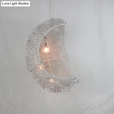 Silver Art Decor Crescent 3-Bulb Aluminum Led Ceiling Hanging Lamp For Bedroom