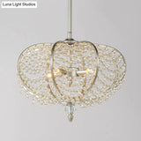 Silver Chain Crystal Bead Pendant Chandelier For Guest Room - 2-Light Ceiling Hang Fixture