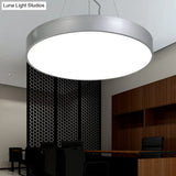 Silver Circular Pendant Lighting - Modern Led Metal Hanging Ceiling Lamp (12’/16’/23.5’ Wide)