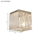 Silver Cuboid Crystal Flushmount Ceiling Light - Minimalist 1-Light Mini Flush