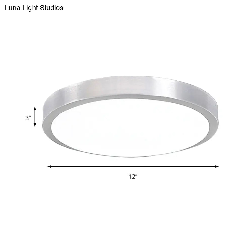Silver Led Bedroom Ceiling Flush Mount Simple Style Acrylic Diffuser Sizes: 7.5/9/10 Dia