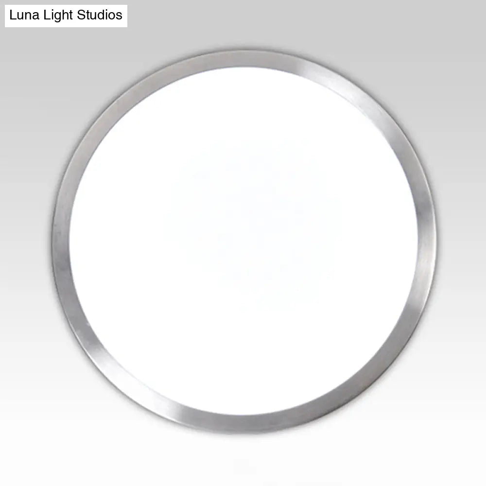 Silver Led Bedroom Ceiling Flush Mount Simple Style Acrylic Diffuser Sizes: 7.5/9/10 Dia