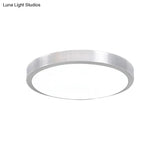 Silver Led Bedroom Ceiling Flush Mount Simple Style Acrylic Diffuser Sizes: 7.5/9/10 Dia