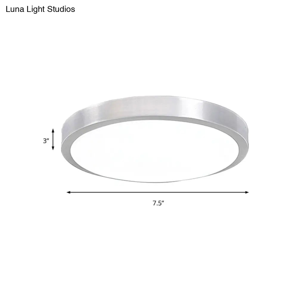 Silver Led Bedroom Ceiling Flush Mount Simple Style Acrylic Diffuser Sizes: 7.5/9/10 Dia