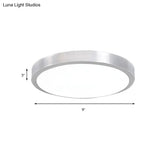 Silver Led Bedroom Ceiling Flush Mount Simple Style Acrylic Diffuser Sizes: 7.5/9/10 Dia