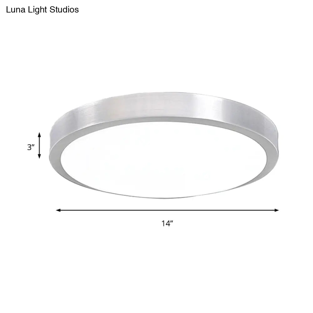 Silver Led Bedroom Ceiling Flush Mount Simple Style Acrylic Diffuser Sizes: 7.5/9/10 Dia