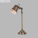 Silver Metallic Bell Adjustable Table Lamp - Antiqued 1-Light For Study Room Or Reading