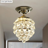Silver Modernist Pinecone Crystal Ball Led Ceiling Lamp For Hallway