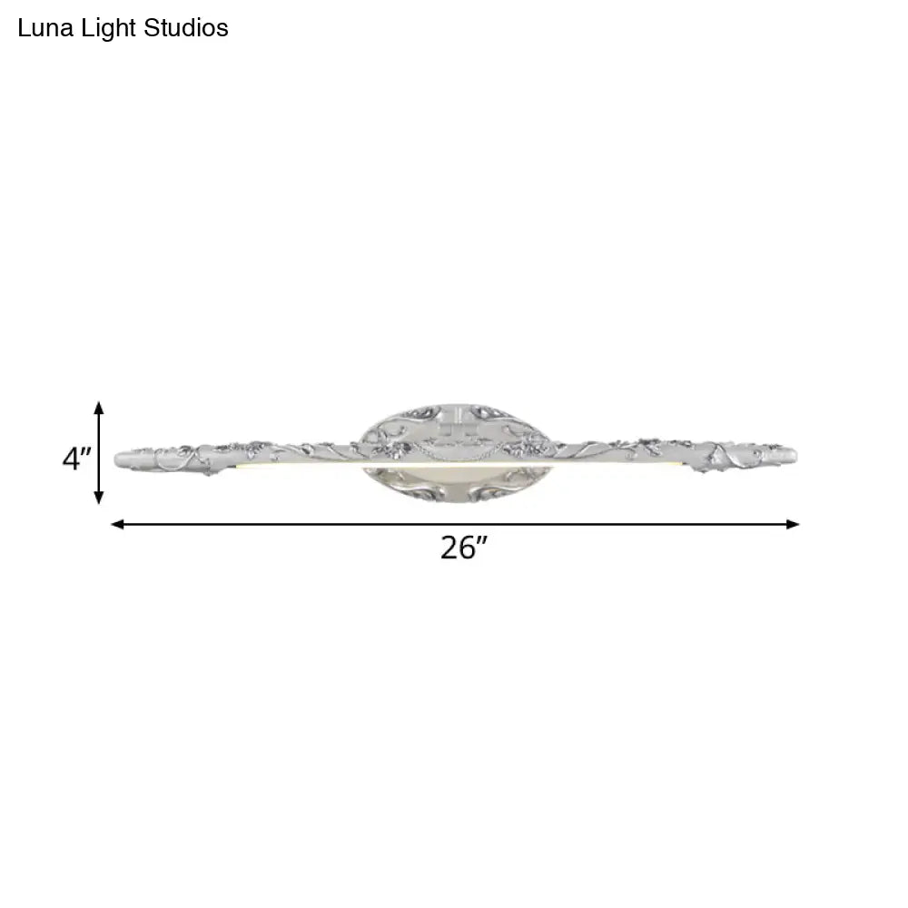 Silver Vanity Light Fixture - Classic Metal Led Sconce Lamp (19.5/23.5/26) White/Warm