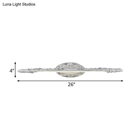 Silver Vanity Light Fixture - Classic Metal Led Sconce Lamp (19.5/23.5/26) White/Warm
