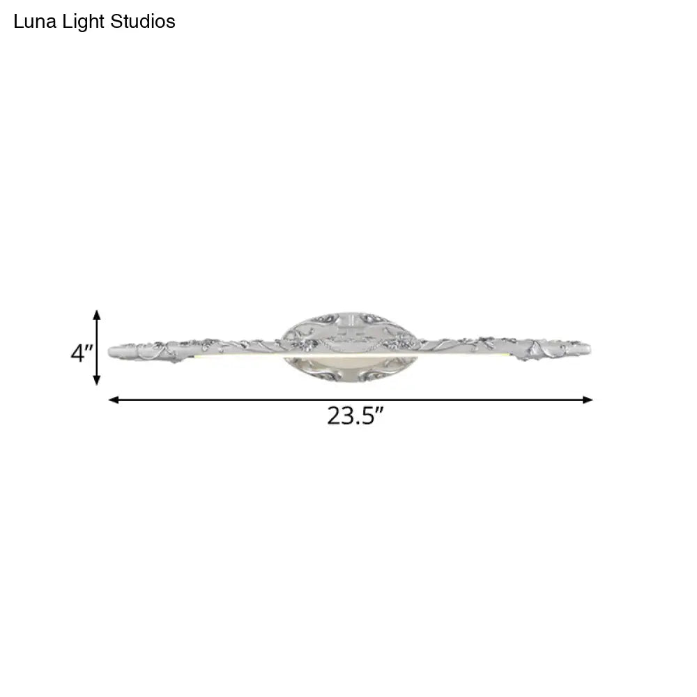 Silver Vanity Light Fixture - Classic Metal Led Sconce Lamp (19.5/23.5/26) White/Warm