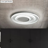 Simple 2 - Loop Acrylic Ceiling Light Led Flush Lamp For Bedroom - 18’/23’ Width Mountable White