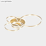 Simple 2 - Tier Gold Flush Mount Ceiling Light With Metal Frame - 2/3/5 Lights Warm/White Ideal For