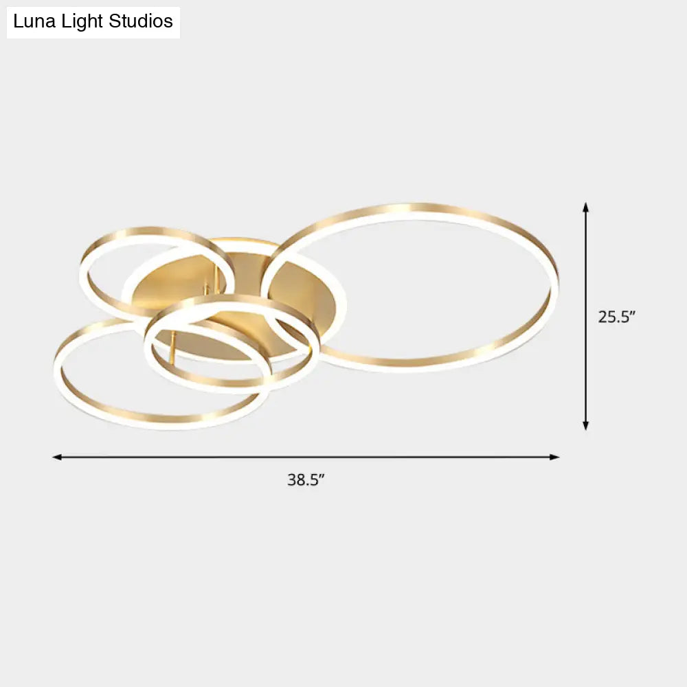Simple 2 - Tier Gold Flush Mount Ceiling Light With Metal Frame - 2/3/5 Lights Warm/White Ideal For