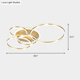 Simple 2 - Tier Gold Flush Mount Ceiling Light With Metal Frame - 2/3/5 Lights Warm/White Ideal For