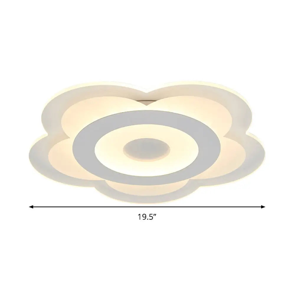 Simple 5-Petal Led Flush Lamp - Super Thin Opaque Acrylic Ceiling 16/19.5 W Warm/White Light