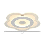 Simple 5-Petal Led Flush Lamp - Super Thin Opaque Acrylic Ceiling 16/19.5 W Warm/White Light