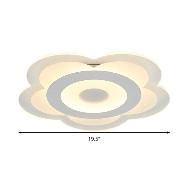 Simple 5-Petal Led Flush Lamp - Super Thin Opaque Acrylic Ceiling 16/19.5 W Warm/White Light
