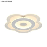 Simple 5 - Petal Led Flush Lamp - Super Thin Opaque Acrylic Ceiling 16’/19.5’ W Warm/White Light