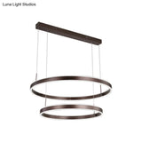 Simple Acrylic Led Chandelier Pendant - 2/3 Tiered Tapered Parlor Hanging Lamp In Coffee