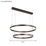 Simple Acrylic Led Chandelier Pendant - 2/3 Tiered Tapered Parlor Hanging Lamp In Coffee