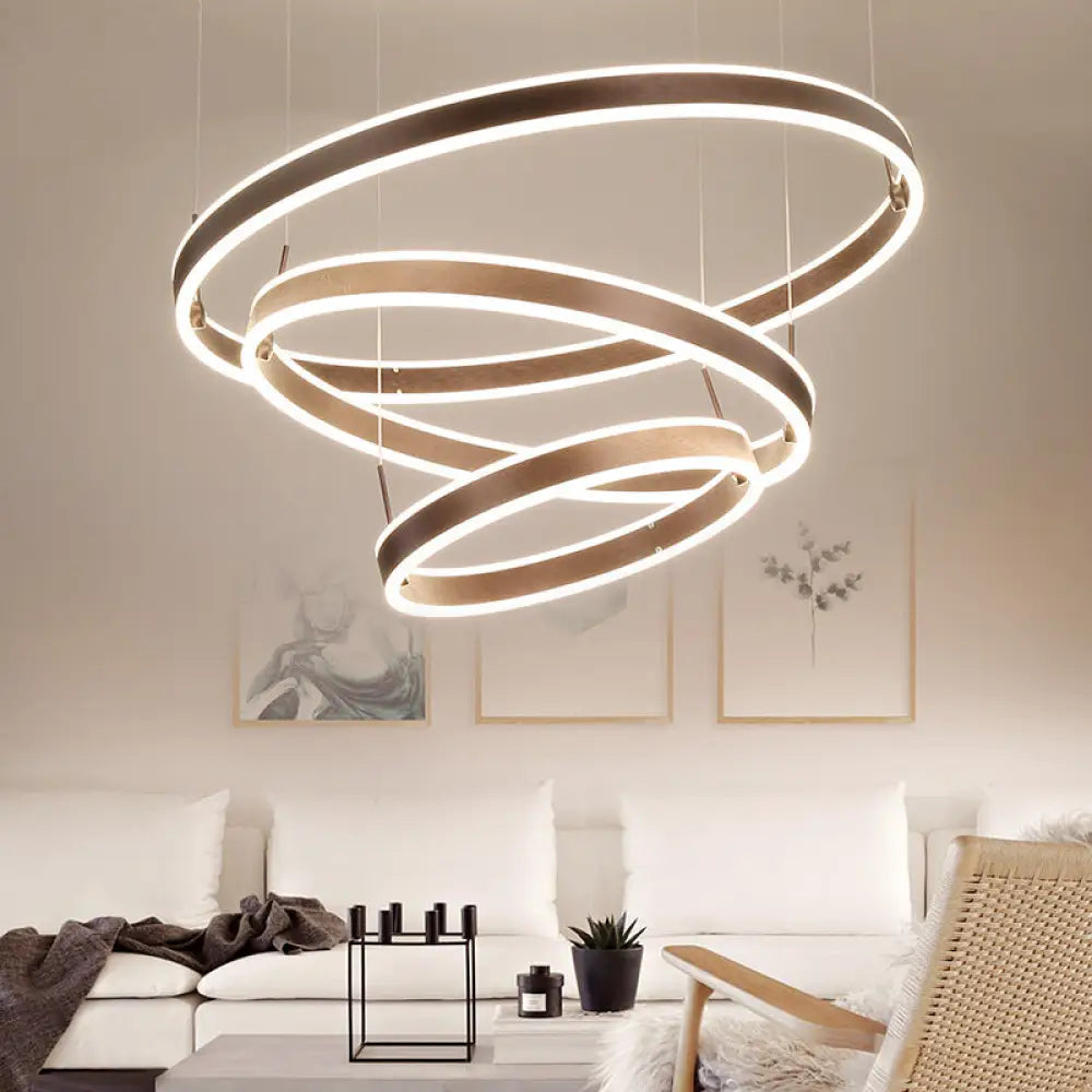 Simple Acrylic Led Chandelier Pendant - 2/3 Tiered Tapered Parlor Hanging Lamp In Coffee / 3 Tiers