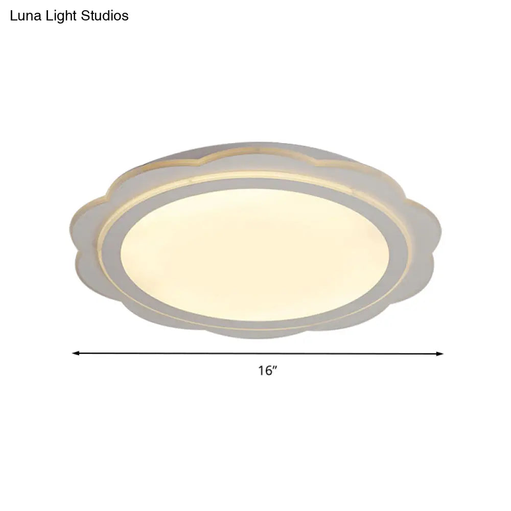 Simple Acrylic Led Flush Mount Light: White Flower Shape For Bedroom & Porch