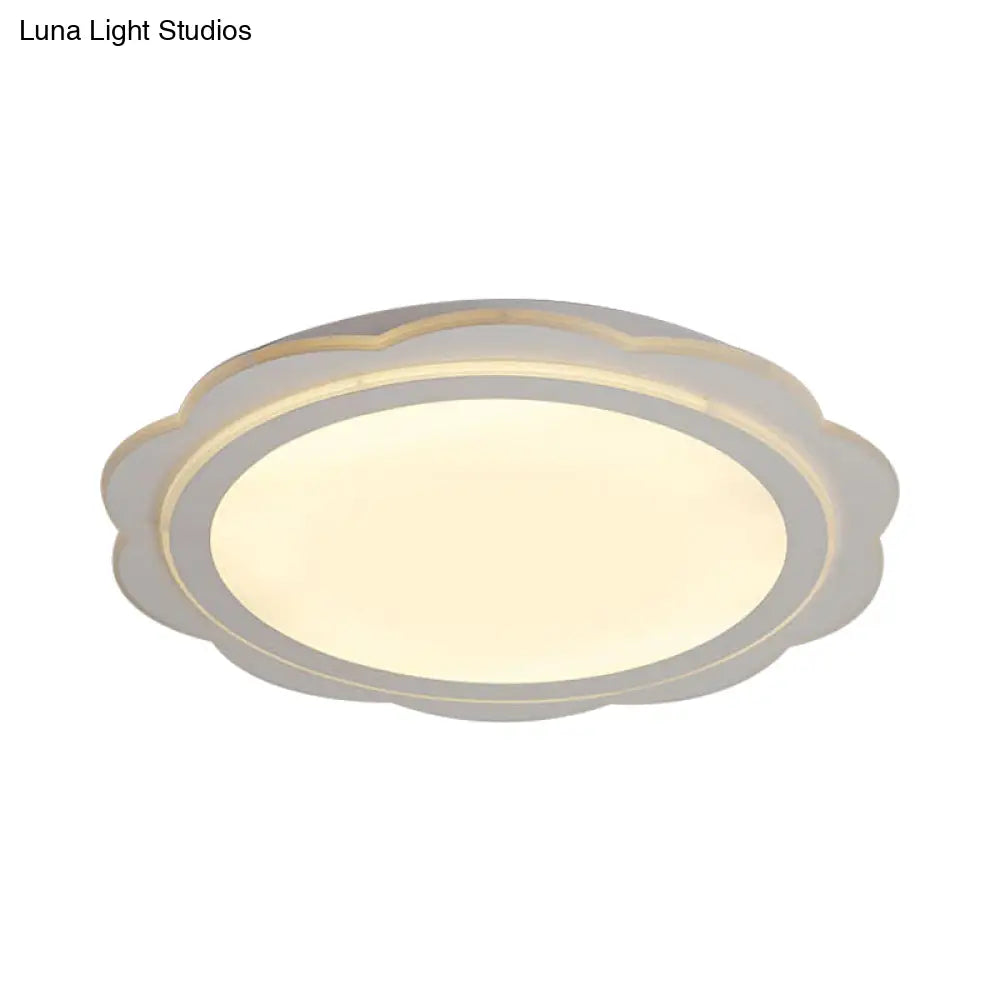 Simple Acrylic Led Flush Mount Light: White Flower Shape For Bedroom & Porch