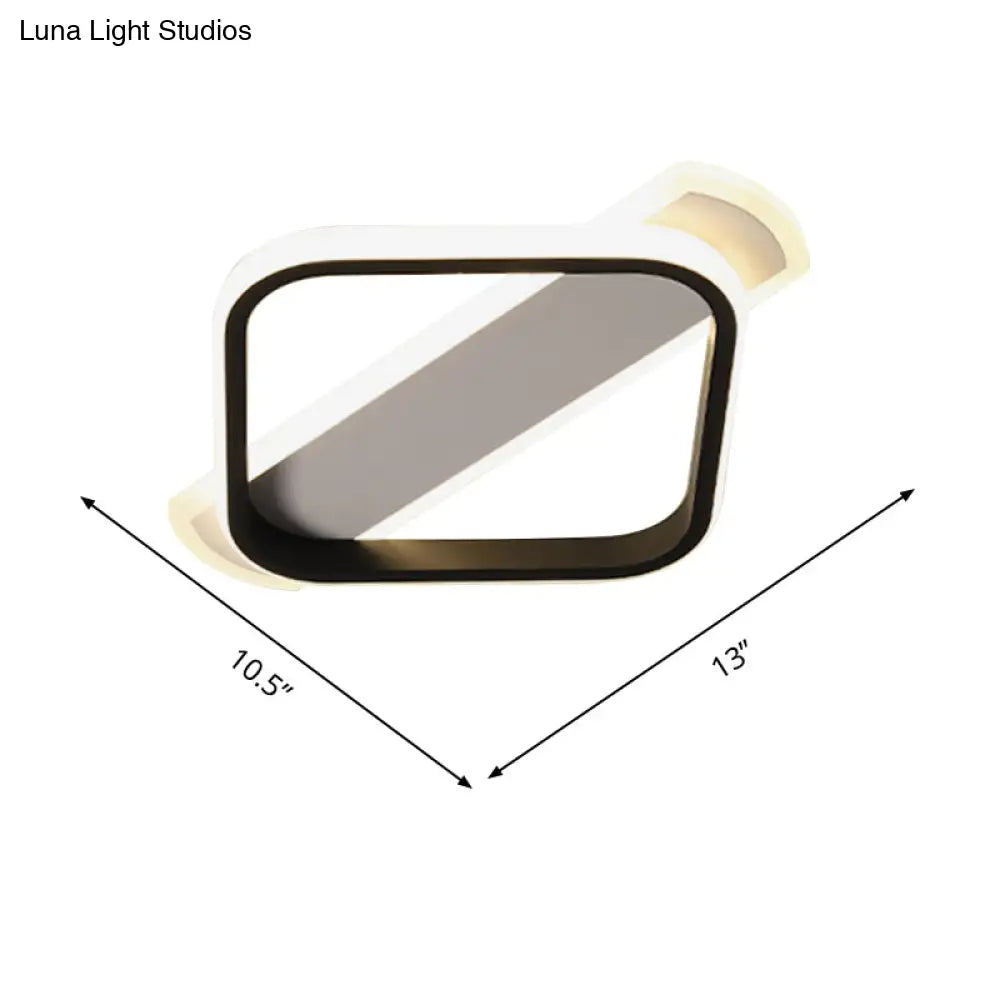 Simple Acrylic Led Flush Mounted Ceiling Light In Black - Round/Square - Oblong Shape Warm/White